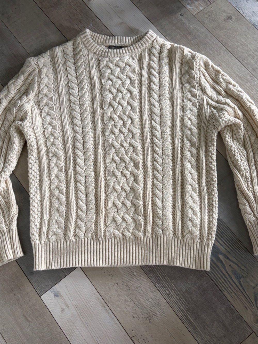 GAP Men's Cable Knit Crewneck Sweater in Ivory